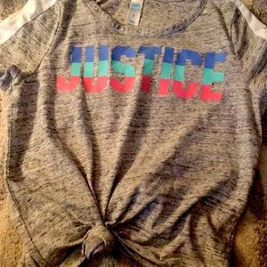 T-shirt that says justice on front
